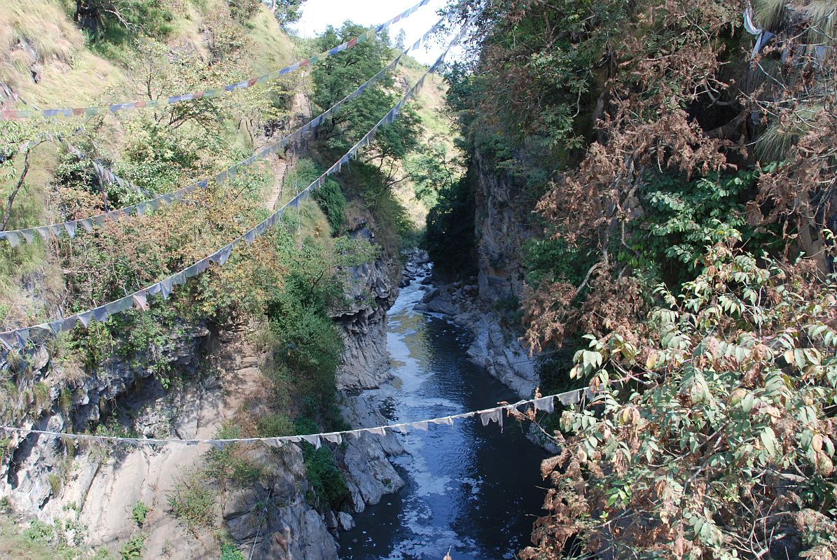 Kathmandu Valley 3 Chobar Gorge 03 Chobar Gorge From Bridge Legend has it that Manjushri drained the Kathmandu Valley with one legendary swing of his sword, the blow carving out the plunging cliffs of Chobar Gorge. The Bagmati River flows through the Chobar Gorge 6km south from Kathmandu.